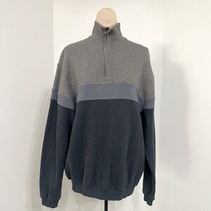 Pendleton quarter- zip 100% Cotton Sweater / Blue + Gray / XL